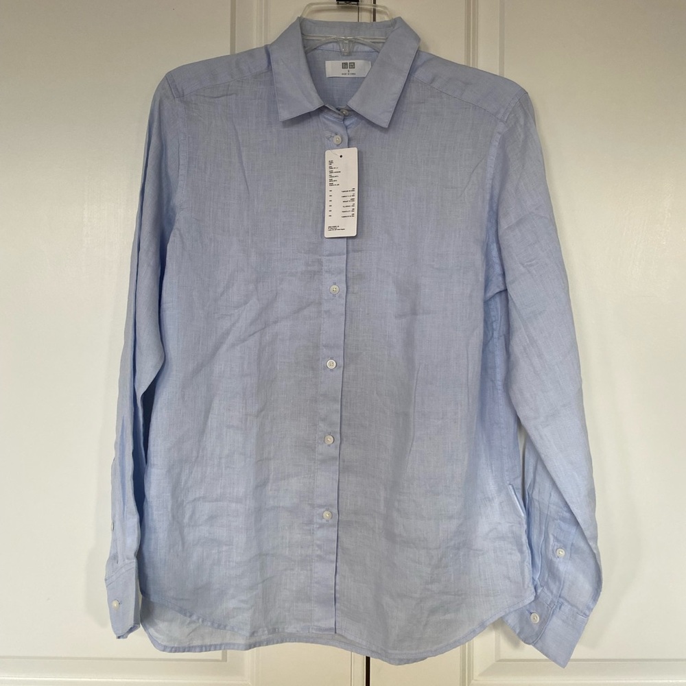 NWT Uniqlo premium linen button down shirt